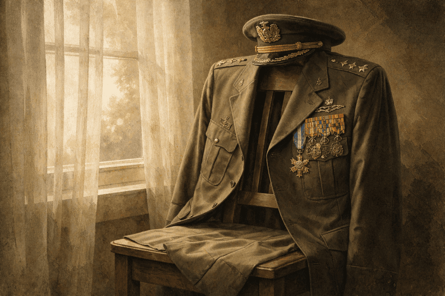 Portrait scene of Dwight D. Eisenhower at his desk during his presidency in the 1950s