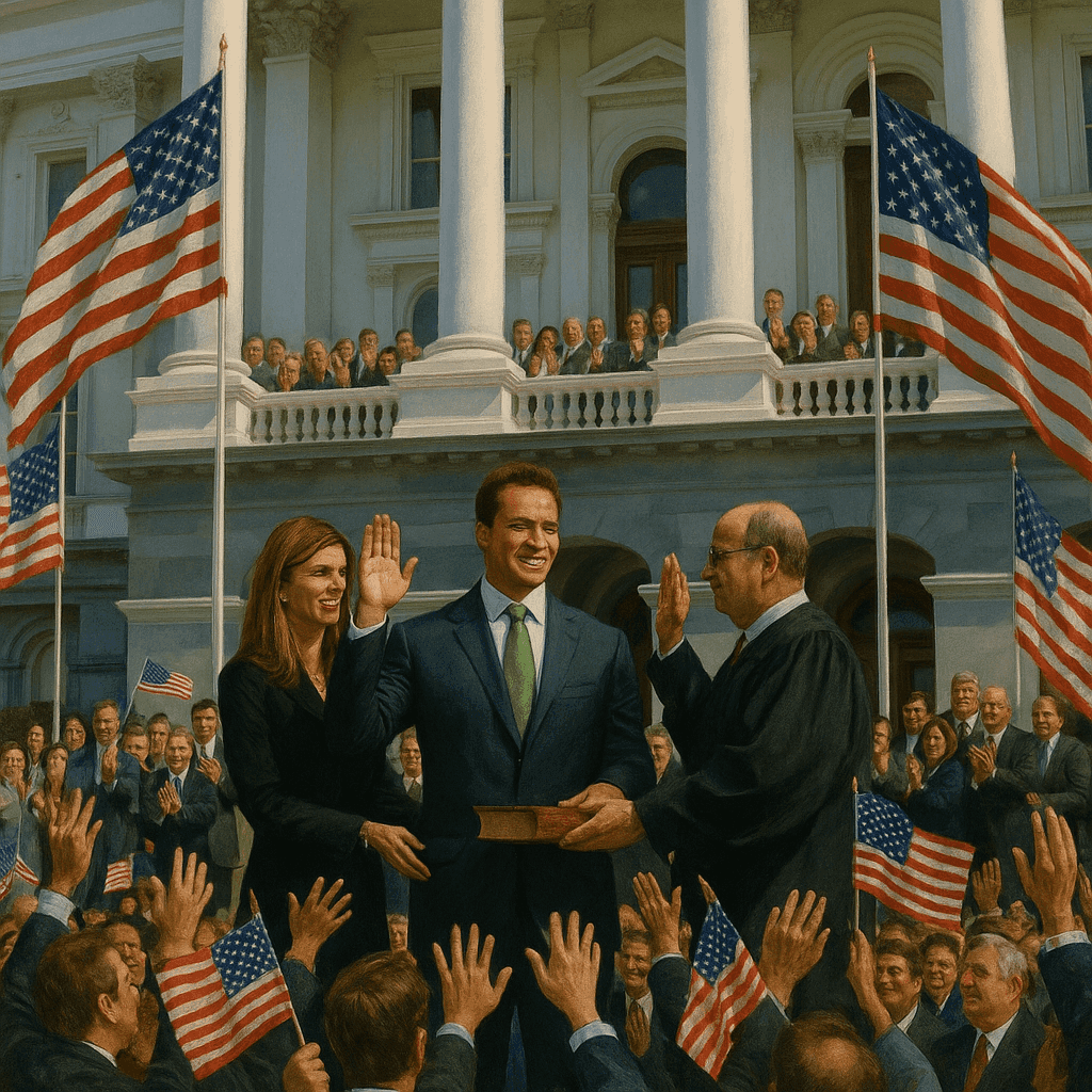 Arnold Schwarzenegger being sworn in as California governor