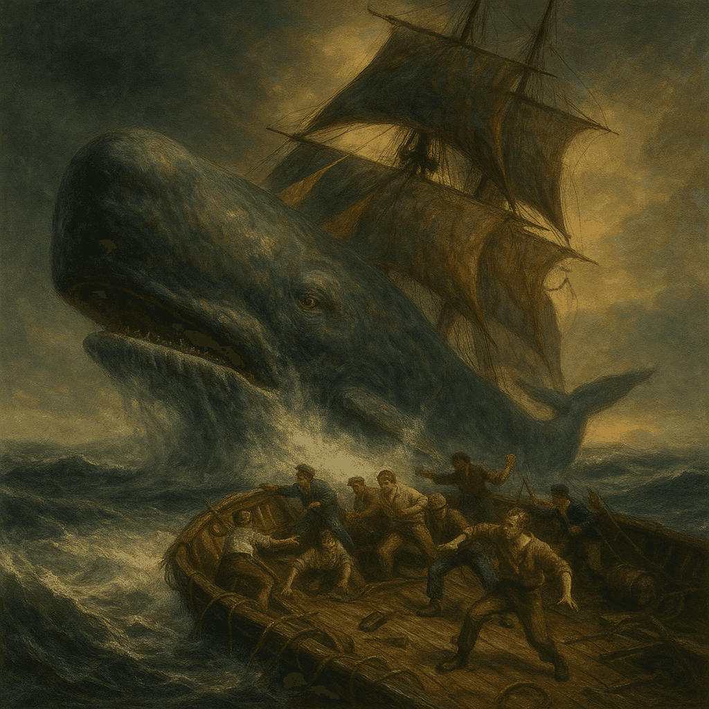 The whaleship Essex being attacked by a sperm whale