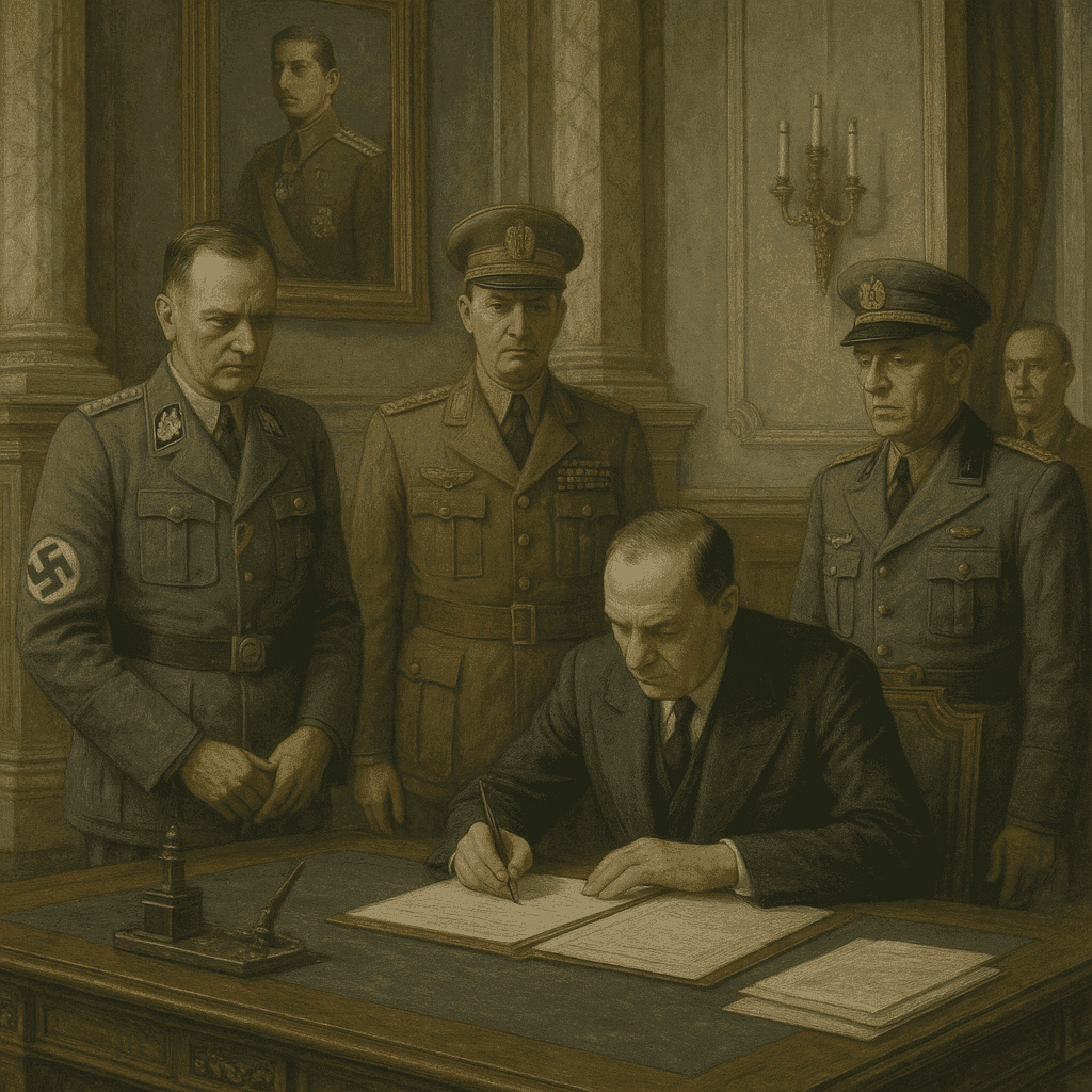 Romania joining the Axis powers during World War II