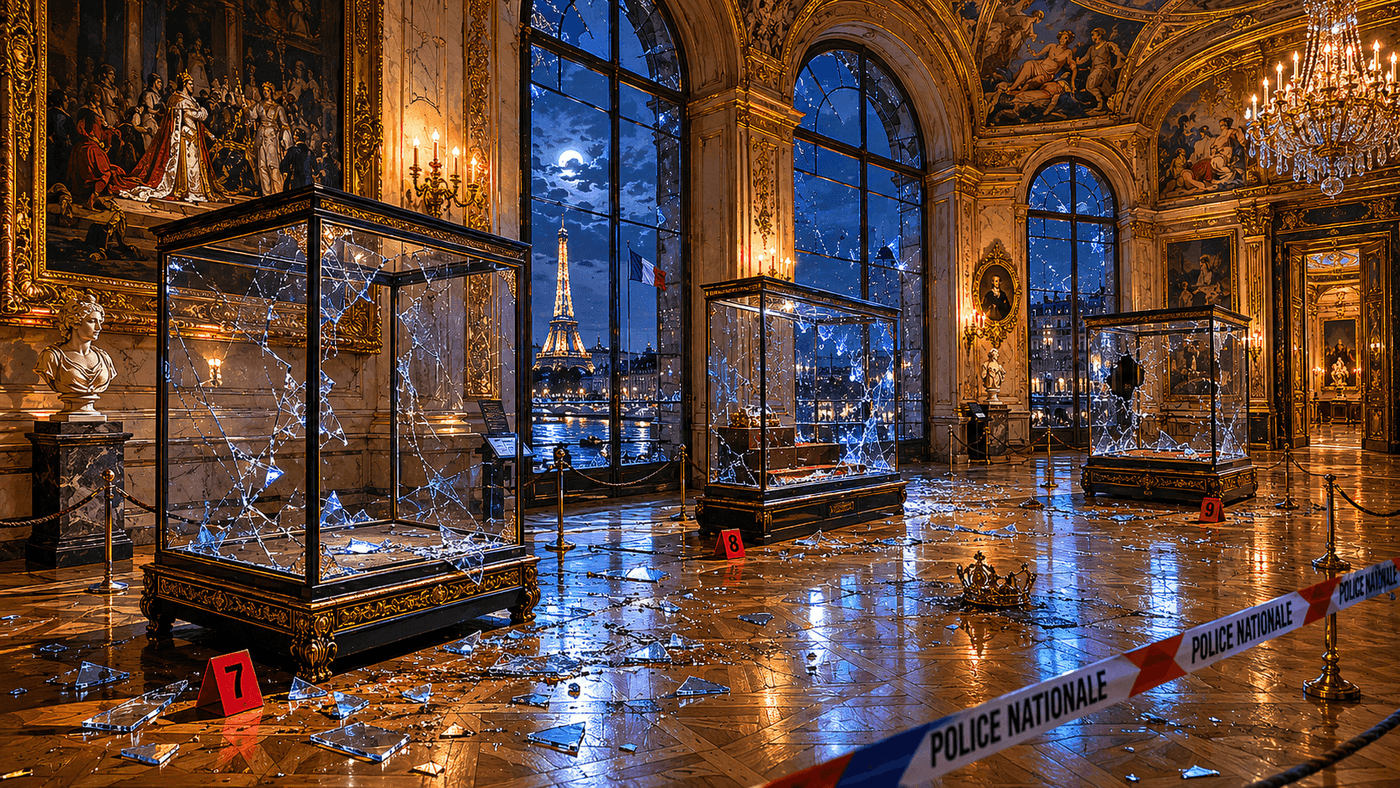 The gilded Galerie d'Apollon at the Louvre in Paris, where the French Crown Jewels were displayed before the October 2025 heist