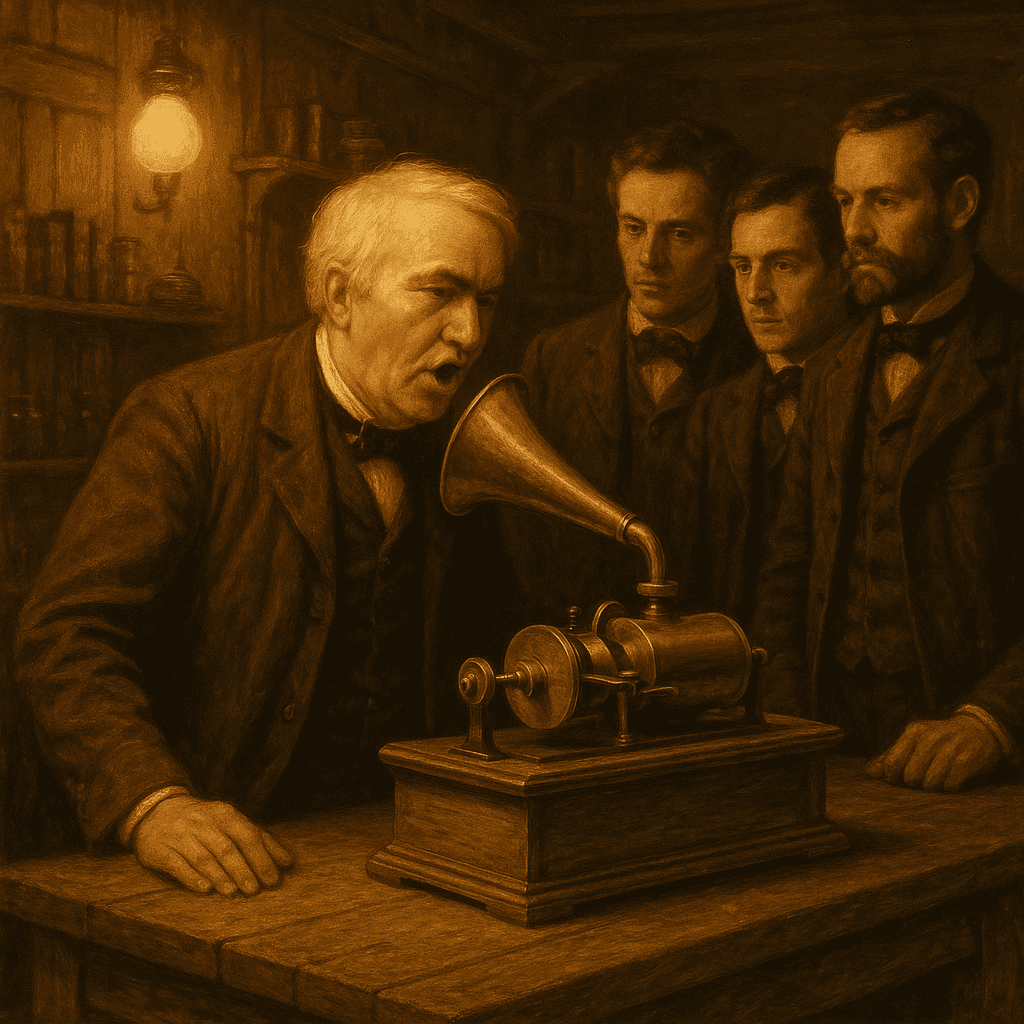 Thomas Edison with his phonograph invention
