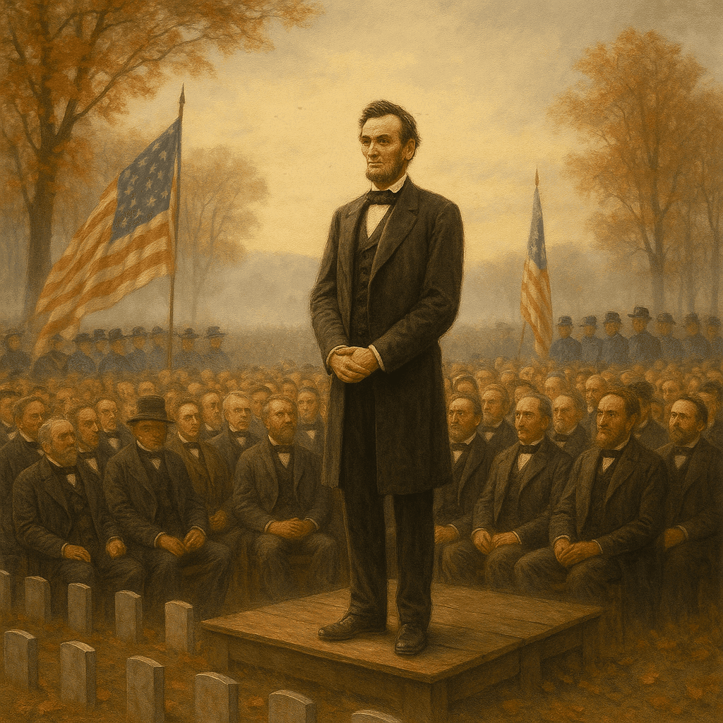 Abraham Lincoln delivering the Gettysburg Address