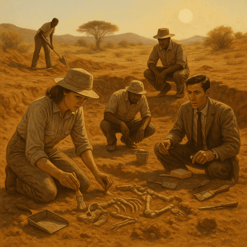 The fossilized skeleton of Lucy, Australopithecus afarensis