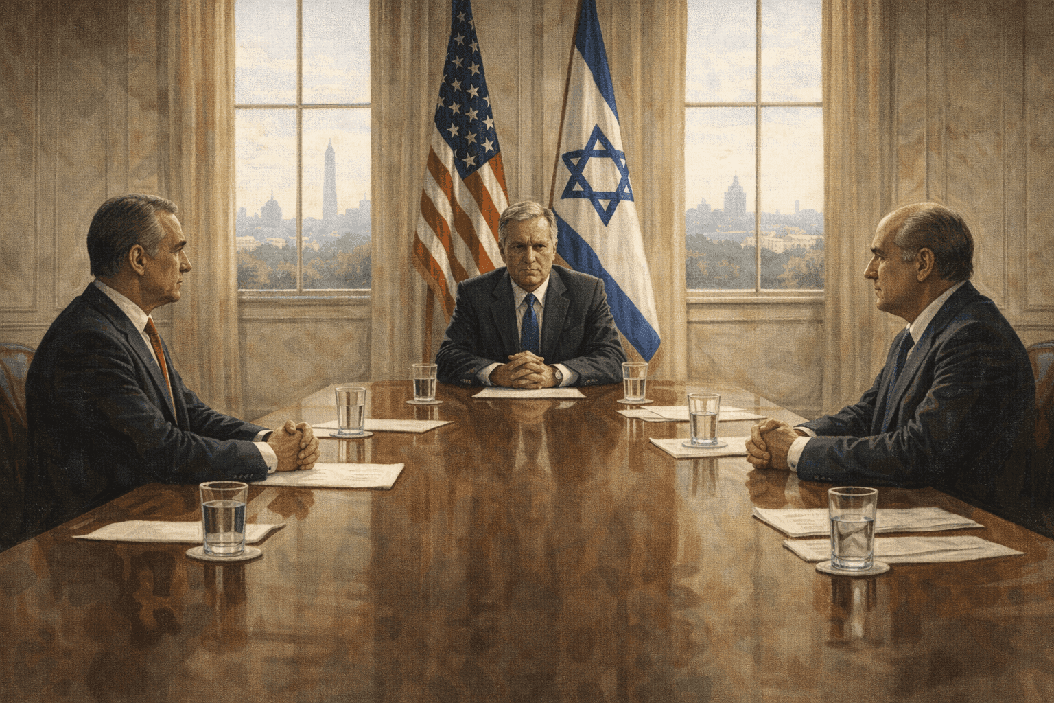 Diplomatic envoys meeting at the U.S. State Department, representing the historic Israel-Lebanon talks of April 2026