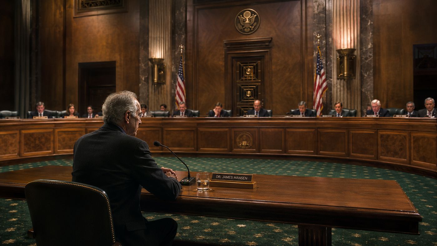 Dr. Anthony Fauci being sworn in before a Senate committee hearing, his hand raised, the committee dais stretching behind him