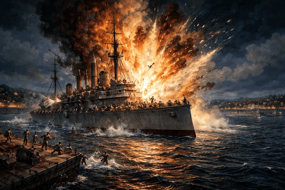 February 15: A Ship Explodes, A Flag Unfurls, and DNA Decoded